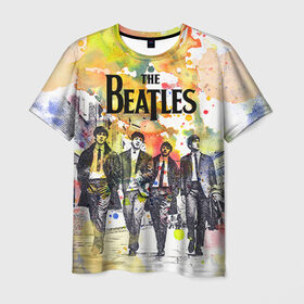 Мужская футболка 3D с принтом The Beatles в Петрозаводске, 100% полиэфир | прямой крой, круглый вырез горловины, длина до линии бедер | Тематика изображения на принте: beatles | rock | the beatles | битлз | битлс | битлы | рок