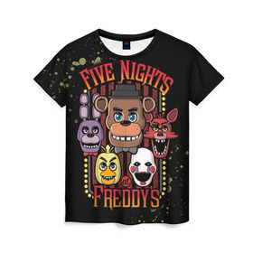 Женская футболка 3D с принтом Five Nights At Freddy`s в Петрозаводске, 100% полиэфир ( синтетическое хлопкоподобное полотно) | прямой крой, круглый вырез горловины, длина до линии бедер | five nights at freddys | fnaf | freddy | игры | медведь | мишка | фнаф | фредди