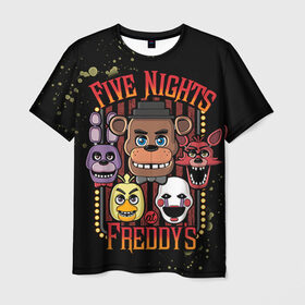 Мужская футболка 3D с принтом Five Nights At Freddy`s в Петрозаводске, 100% полиэфир | прямой крой, круглый вырез горловины, длина до линии бедер | five nights at freddys | fnaf | freddy | игры | медведь | мишка | фнаф | фредди