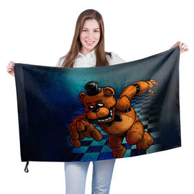 Флаг 3D с принтом Five Nights At Freddy`s в Петрозаводске, 100% полиэстер | плотность ткани — 95 г/м2, размер — 67 х 109 см. Принт наносится с одной стороны | five nights at freddys | fnaf | freddy | игры | медведь | мишка | фнаф | фредди