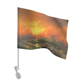Флаг для автомобиля с принтом Айвазовский - 9 Вал в Петрозаводске, 100% полиэстер | Размер: 30*21 см | 9 вал | айвазовский | вал | девятый | картина | море | пейзаж | феодосия | художник | черное | шторм