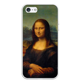 Чехол для Apple iPhone 5/5S силиконовый с принтом Леонардо да Винчи - Мона Лиза в Петрозаводске, Силикон | Область печати: задняя сторона чехла, без боковых панелей | Тематика изображения на принте: картина | леонардо да винчи | лиза | мона | мона лиза | художник