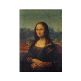 Обложка для паспорта матовая кожа с принтом Леонардо да Винчи - Мона Лиза в Петрозаводске, натуральная матовая кожа | размер 19,3 х 13,7 см; прозрачные пластиковые крепления | Тематика изображения на принте: картина | леонардо да винчи | лиза | мона | мона лиза | художник