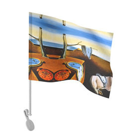 Флаг для автомобиля с принтом Сальвадор Дали - Постоянство Памяти в Петрозаводске, 100% полиэстер | Размер: 30*21 см | dali | время | дали | картина | постоянство памяти | сальвадор | текучесть | художник | часы