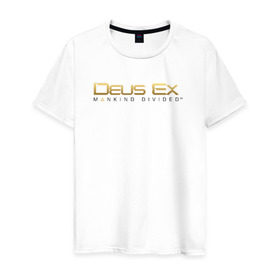 Мужская футболка хлопок с принтом Deus Ex Mankind Divided в Петрозаводске, 100% хлопок | прямой крой, круглый вырез горловины, длина до линии бедер, слегка спущенное плечо. | deus ex mankind divided human revolution