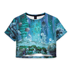Женская футболка 3D укороченная с принтом Навсикая из долины ветров в Петрозаводске, 100% полиэстер | круглая горловина, длина футболки до линии талии, рукава с отворотами | миядзаки | хаяо