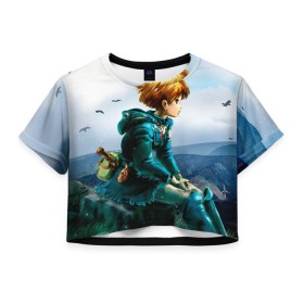 Женская футболка 3D укороченная с принтом Навсикая из долины ветров в Петрозаводске, 100% полиэстер | круглая горловина, длина футболки до линии талии, рукава с отворотами | миядзаки | навсикая | хаяо