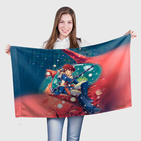 Флаг 3D с принтом Навсикая из долины ветров в Петрозаводске, 100% полиэстер | плотность ткани — 95 г/м2, размер — 67 х 109 см. Принт наносится с одной стороны | миядзаки | хаяо