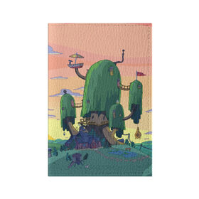 Обложка для паспорта матовая кожа с принтом Adventure Time в Петрозаводске, натуральная матовая кожа | размер 19,3 х 13,7 см; прозрачные пластиковые крепления | adventure time | время приключений | пейзаж