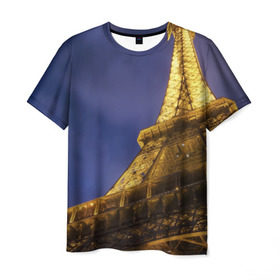 Мужская футболка 3D с принтом Эйфелева башня в Петрозаводске, 100% полиэфир | прямой крой, круглый вырез горловины, длина до линии бедер | париж | эйфелева башня