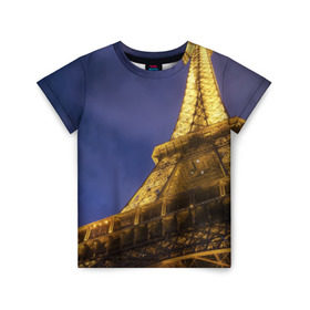 Детская футболка 3D с принтом Эйфелева башня в Петрозаводске, 100% гипоаллергенный полиэфир | прямой крой, круглый вырез горловины, длина до линии бедер, чуть спущенное плечо, ткань немного тянется | париж | эйфелева башня