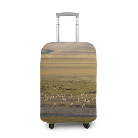 Чехол для чемодана 3D с принтом Долина жизни в Петрозаводске, 86% полиэфир, 14% спандекс | двустороннее нанесение принта, прорези для ручек и колес | алтай | горы | долина | камни | пастбище в горной долинеживотные | пески | пустыни | рек