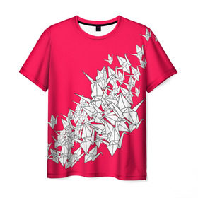 Мужская футболка 3D с принтом 1000 Cranes в Петрозаводске, 100% полиэфир | прямой крой, круглый вырез горловины, длина до линии бедер | 1000 cranes | cranes | paper | бумага | бумажные | журавли | журавлики | оригами