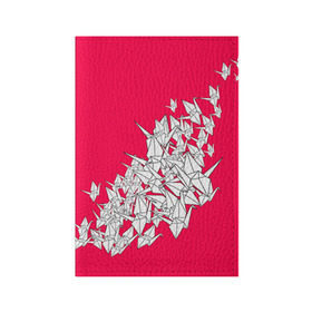 Обложка для паспорта матовая кожа с принтом 1000 Cranes в Петрозаводске, натуральная матовая кожа | размер 19,3 х 13,7 см; прозрачные пластиковые крепления | 1000 cranes | cranes | paper | бумага | бумажные | журавли | журавлики | оригами