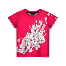 Детская футболка 3D с принтом 1000 Cranes в Петрозаводске, 100% гипоаллергенный полиэфир | прямой крой, круглый вырез горловины, длина до линии бедер, чуть спущенное плечо, ткань немного тянется | 1000 cranes | cranes | paper | бумага | бумажные | журавли | журавлики | оригами
