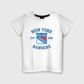 Детская футболка хлопок с принтом New York Rengers в Петрозаводске, 100% хлопок | круглый вырез горловины, полуприлегающий силуэт, длина до линии бедер | new york | new york rengers | rengers | спорт | хоккей