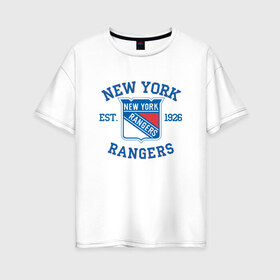 Женская футболка хлопок Oversize с принтом New York Rengers в Петрозаводске, 100% хлопок | свободный крой, круглый ворот, спущенный рукав, длина до линии бедер
 | new york | new york rengers | rengers | спорт | хоккей