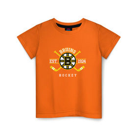 Детская футболка хлопок с принтом Bruins в Петрозаводске, 100% хлопок | круглый вырез горловины, полуприлегающий силуэт, длина до линии бедер | boston bruins | bruins | спорт | хоккей