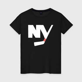 Женская футболка хлопок с принтом New York Islanders в Петрозаводске, 100% хлопок | прямой крой, круглый вырез горловины, длина до линии бедер, слегка спущенное плечо | 