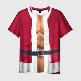 Мужская футболка 3D с принтом Костюм Деда Мороза в Петрозаводске, 100% полиэфир | прямой крой, круглый вырез горловины, длина до линии бедер | christmas | new year | дед мороз | костюм | с новым годом | санта клаус | тело | торс