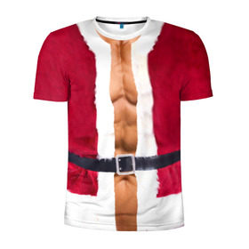 Мужская футболка 3D спортивная с принтом Костюм Деда Мороза , 100% полиэстер с улучшенными характеристиками | приталенный силуэт, круглая горловина, широкие плечи, сужается к линии бедра | Тематика изображения на принте: christmas | new year | дед мороз | костюм | с новым годом | санта клаус | тело | торс