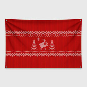 Флаг-баннер с принтом Свитер с оленями в Петрозаводске, 100% полиэстер | размер 67 х 109 см, плотность ткани — 95 г/м2; по краям флага есть четыре люверса для крепления | deer | new year | sweater | winter | зима | новый год | олени | рождество | с новым годом | сhristmas | свитер