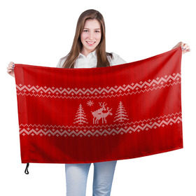 Флаг 3D с принтом Свитер с оленями в Петрозаводске, 100% полиэстер | плотность ткани — 95 г/м2, размер — 67 х 109 см. Принт наносится с одной стороны | deer | new year | sweater | winter | зима | новый год | олени | рождество | с новым годом | сhristmas | свитер