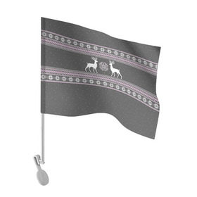 Флаг для автомобиля с принтом Свитер с оленями в Петрозаводске, 100% полиэстер | Размер: 30*21 см | deer | new year | sweater | winter | зима | новый год | олени | рождество | сhristmas | свитер