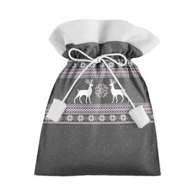 Подарочный 3D мешок с принтом Свитер с оленями в Петрозаводске, 100% полиэстер | Размер: 29*39 см | deer | new year | sweater | winter | зима | новый год | олени | рождество | сhristmas | свитер