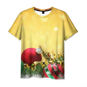 Мужская футболка 3D с принтом Новый год в Петрозаводске, 100% полиэфир | прямой крой, круглый вырез горловины, длина до линии бедер | зима | новый год | украшения | шарики