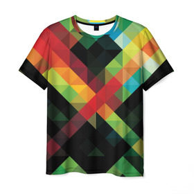 Мужская футболка 3D с принтом Гик в Петрозаводске, 100% полиэфир | прямой крой, круглый вырез горловины, длина до линии бедер | геометрия | паттерн | разноцветный