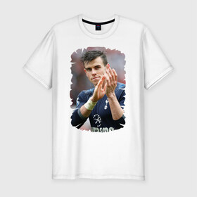 Мужская футболка премиум с принтом Gareth Bale в Петрозаводске, 92% хлопок, 8% лайкра | приталенный силуэт, круглый вырез ворота, длина до линии бедра, короткий рукав | gareth bale | бэйл гарет | реал мадрид | футбол