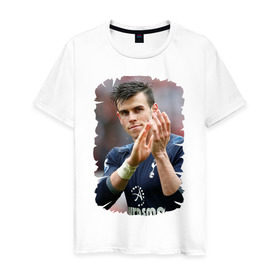 Мужская футболка хлопок с принтом Gareth Bale в Петрозаводске, 100% хлопок | прямой крой, круглый вырез горловины, длина до линии бедер, слегка спущенное плечо. | gareth bale | бэйл гарет | реал мадрид | футбол