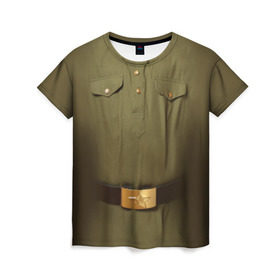 Женская футболка 3D с принтом Солдатская форма в Петрозаводске, 100% полиэфир ( синтетическое хлопкоподобное полотно) | прямой крой, круглый вырез горловины, длина до линии бедер | 23 | армейская | армия | защитник | отечества | солдат | февраля | форма