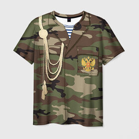 Мужская футболка 3D с принтом Армейская форма в Петрозаводске, 100% полиэфир | прямой крой, круглый вырез горловины, длина до линии бедер | 23 | армейская | армия | дембель | защитник | камуфляж | отечества | солдат | тельняшка | февраля | форма
