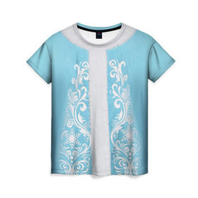 Женская футболка 3D с принтом Снегурочка в Петрозаводске, 100% полиэфир ( синтетическое хлопкоподобное полотно) | прямой крой, круглый вырез горловины, длина до линии бедер | 2016 | год | костюм | новый | снегурка | снегурочка