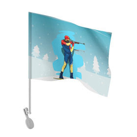 Флаг для автомобиля с принтом Биатлон в Петрозаводске, 100% полиэстер | Размер: 30*21 см | biathlon | sport | winter | биатлон | биатлонисты | зимние виды спорта | спорт | стрельба