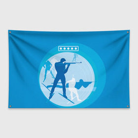 Флаг-баннер с принтом Биатлон в Петрозаводске, 100% полиэстер | размер 67 х 109 см, плотность ткани — 95 г/м2; по краям флага есть четыре люверса для крепления | biathlon | sport | winter | биатлон | биатлонисты | зимние виды спорта | спорт | стрельба