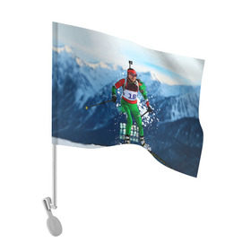 Флаг для автомобиля с принтом Биатлон в Петрозаводске, 100% полиэстер | Размер: 30*21 см | biathlon | sport | winter | биатлон | биатлонисты | зимние виды спорта | спорт | стрельба