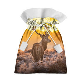 Новогодний 3D мешок с принтом Обернувшийся олень в Петрозаводске, 100% полиэстер | Размер: 29*39 см | Тематика изображения на принте: живой принт который выделит вас из любой толпызакат | животное | красота | лес | невероятно тёплый | олень | рога | тайга