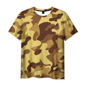 Мужская футболка 3D с принтом Пустынный камуфляж в Петрозаводске, 100% полиэфир | прямой крой, круглый вырез горловины, длина до линии бедер | Тематика изображения на принте: camo | camouflage | military | камо
