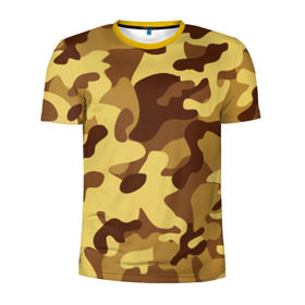 Мужская футболка 3D спортивная с принтом Пустынный камуфляж в Петрозаводске, 100% полиэстер с улучшенными характеристиками | приталенный силуэт, круглая горловина, широкие плечи, сужается к линии бедра | Тематика изображения на принте: camo | camouflage | military | камо