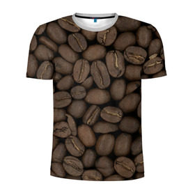 Мужская футболка 3D спортивная с принтом Кофе в Петрозаводске, 100% полиэстер с улучшенными характеристиками | приталенный силуэт, круглая горловина, широкие плечи, сужается к линии бедра | зёр | зерно | кофе | макро | обои | текстуры | фон | фото