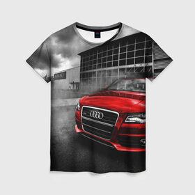 Женская футболка 3D с принтом Audi в Петрозаводске, 100% полиэфир ( синтетическое хлопкоподобное полотно) | прямой крой, круглый вырез горловины, длина до линии бедер | audi | ауди