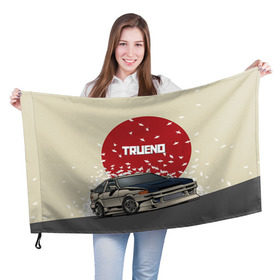 Флаг 3D с принтом Toyota Trueno ae86 в Петрозаводске, 100% полиэстер | плотность ткани — 95 г/м2, размер — 67 х 109 см. Принт наносится с одной стороны | 86 | corolla | crane | hachiroku | jdm | toyota | trueno | ае86 | журавлики | тоёта | тойота | труено | хачироку | япония