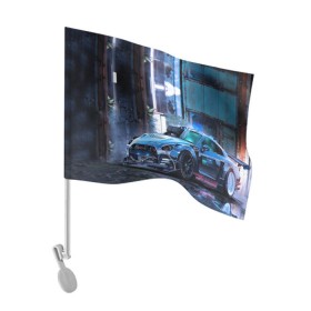 Флаг для автомобиля с принтом Nissan GTR R35 в Петрозаводске, 100% полиэстер | Размер: 30*21 см | gtr | nismo | nissan | nissan gtr | r35 | гтр | низмо | ниссан