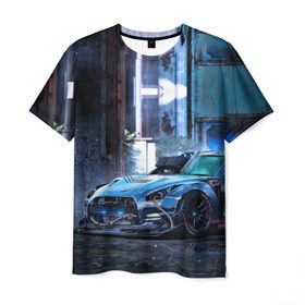 Мужская футболка 3D с принтом Nissan GTR R35 в Петрозаводске, 100% полиэфир | прямой крой, круглый вырез горловины, длина до линии бедер | Тематика изображения на принте: gtr | nismo | nissan | nissan gtr | r35 | гтр | низмо | ниссан