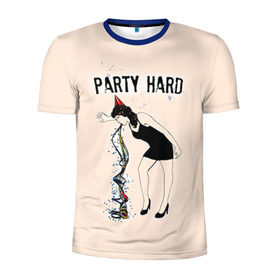 Мужская футболка 3D спортивная с принтом Party hard в Петрозаводске, 100% полиэстер с улучшенными характеристиками | приталенный силуэт, круглая горловина, широкие плечи, сужается к линии бедра | happy new year | new year | party | вечеринка | конфетти | новый год | с новым годом