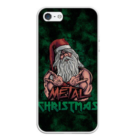 Чехол для iPhone 5/5S матовый с принтом Metal christmas в Петрозаводске, Силикон | Область печати: задняя сторона чехла, без боковых панелей | happy new year | metal christmas | new year | santa | santa claus | дед мороз | метал | новый год | с новым годом | санта клаус