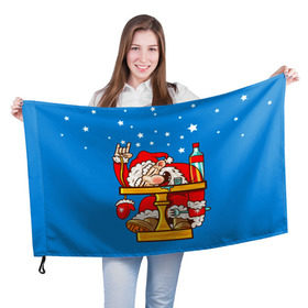 Флаг 3D с принтом Дед мороз в Петрозаводске, 100% полиэстер | плотность ткани — 95 г/м2, размер — 67 х 109 см. Принт наносится с одной стороны | happy new year | new year | santa | santa claus | дед мороз | новый год | с новым годом | санта клаус | снежинки